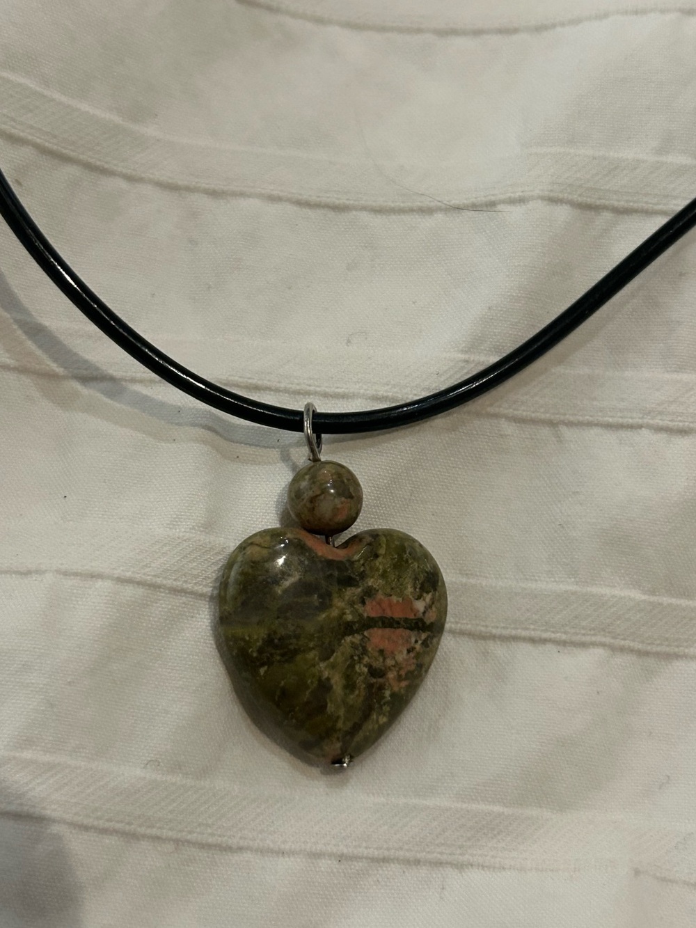 Unakite Jasper heart necklace